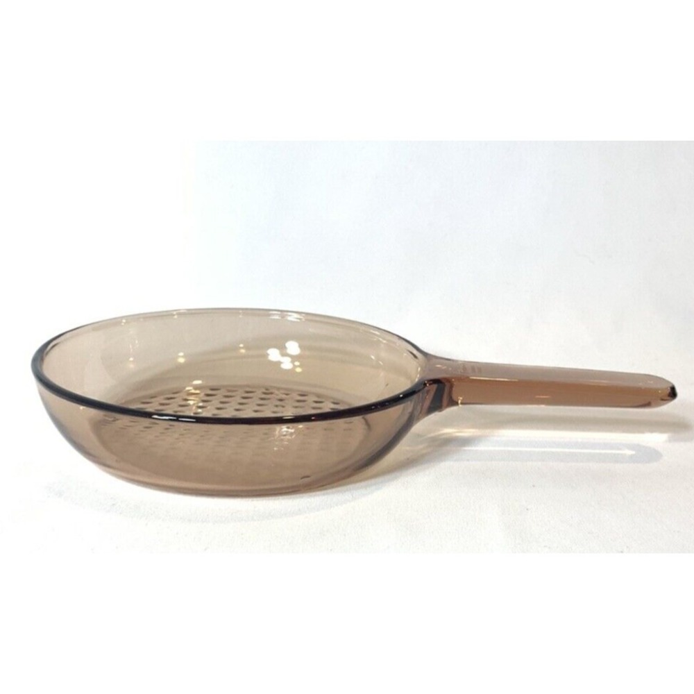 Corning Ware Vision Fry Pan Amber Small 7" Waffle Bottom Skillet Made in France